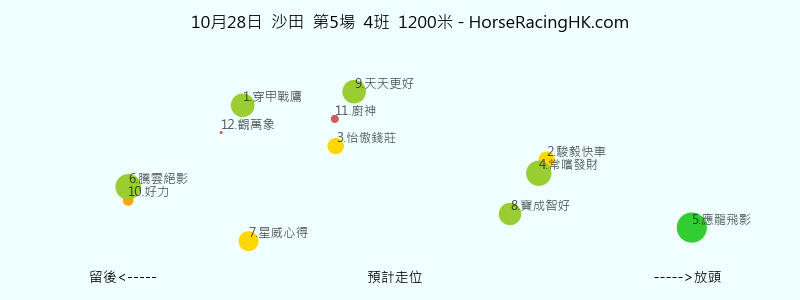 10月28日 沙田 第5場 預計走位圖